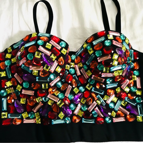 Women's Colorful Rhinestone Push Up Bra - Picture 2 of 3